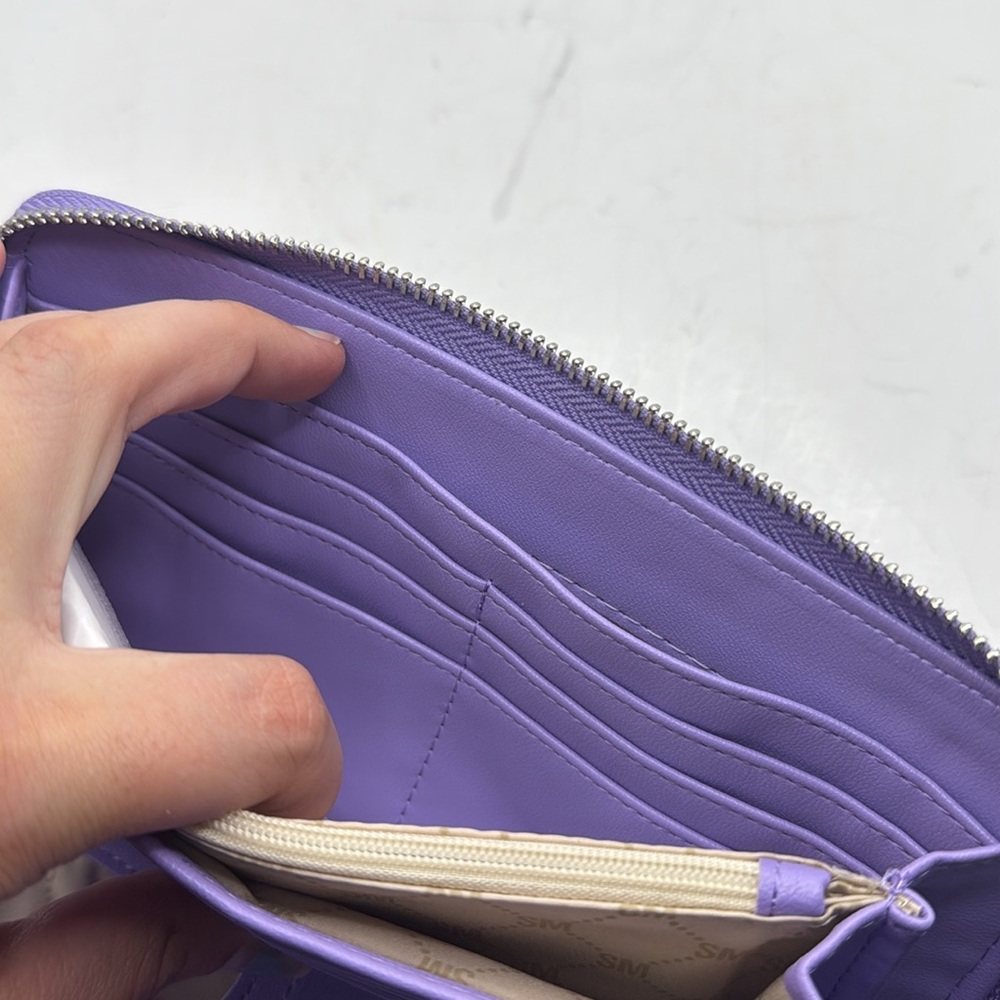 NWT Steve Madden Purple Wristlet Bzipeee Boxed Wallet Clutch Zip Around ID Card - Picture 12 of 16